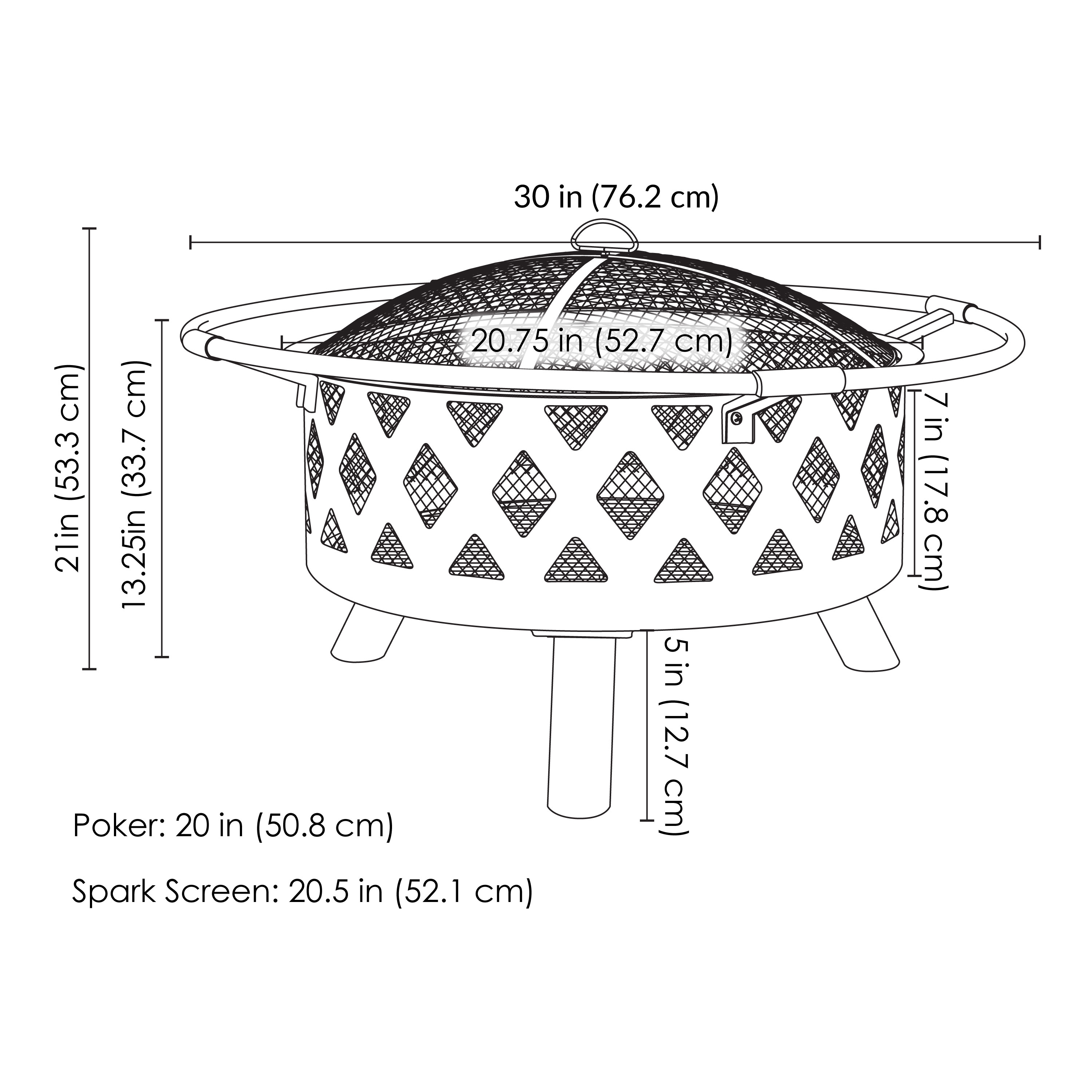 30 in Crossweave Steel Fire Pit with Screen and Poker by Sunnydaze - Picture 9 of 10