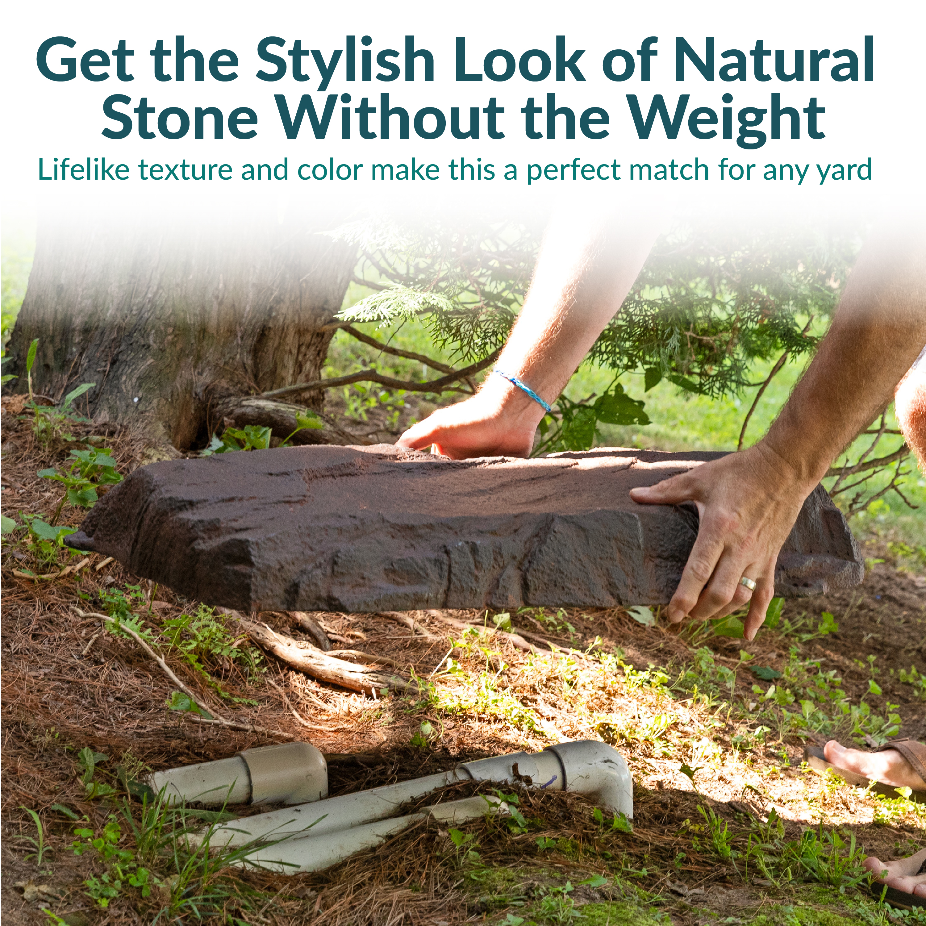 Flache künstliche Landschaft Felsen mit Pfählen - braun von Sunnydaze - Bild 5 von 10